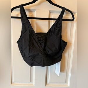 BloomChic Black Bikini Top with Crisscross Detail
